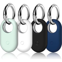 Smarttag2 Hülle Set, 4er-Pack Silikon Smart Tag 2 Hüllen mit Silber Schlüsselanhänger, Schutzhüllen für Samsung Smart Tag 2 - Ideal für Schlüssel, Haustiere und Gepäck