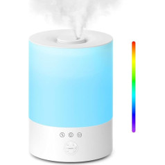 Maxcio Top-Fill Humidifier 2.5 L, Ultrasonic RGB Humidifier with Aroma Atomiser, BPA-Free Diffuser, 360° Steam Nozzles, Running Time up to 30 Hours, 28 dB Super Quiet for Bedroom, Children's Room,