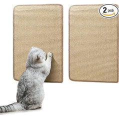 Nobleza Pack of 2 Cat Scratching Mats, Sizala skrāpēšanas dēļi kaķiem, skrāpēšanas dēļi kaķiem pie sienas, kaķu skrāpēšanas dēļi, skrāpēšanas paklājiņš paklāju, sienas un dīvānu aizsardzībai, 60 x 40 cm