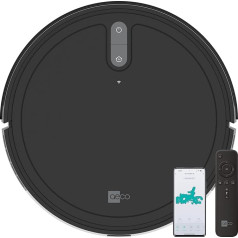 aeco VacuBot X3 robotizētais putekļsūcējs ar 5000 Pa spēcīgu sūkšanas jaudu, žiroskopa navigāciju, 120 m² sūkšanas diapazonu, 190 min akumulatora darbības laiku, 18 mm šķēršļu pārvarēšanu, infrasarkano tālvadības pulti un lietotni