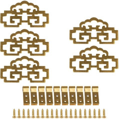 RDEXP 8 x 4,6 cm ķīniešu stila klasiskās glezniecības attēlu rāmju pakaramie āķi pakāršanai Cyj020 Antique Brass ar skrūvēm 5 Pack