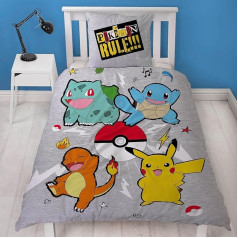 Pokemon Ziemas gultasveļas komplekts Flannelette 135 x 200 cm 80 x 80 cm Pokemon gultasveļas svārki 100% kokvilna ar rāvējslēdzēju Flanel Bērnu gultasveļa ar Pikachu