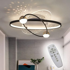 Bossen Dimmable LED griestu gaisma Guļamistabas bērnu istabas griestu gaisma ar tālvadības pulti, 3000 K - 6000 K, zēnu meiteņu dāvana, zvaigžņotas debess griestu lampa ar 2 spuldzēm un 600 mm ovālu, balta un melna