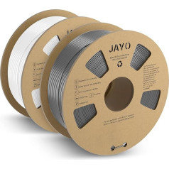 JAYO PLA+ filaments 1,75 mm, 3D printera filaments PLA Plus 2,2 kg, izmēru precizitāte +/- 0,02, 2 spoles PLA+ balts + pelēks