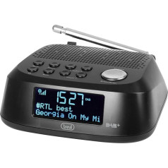 Trevi RC 80D4 DAB digitālais radio naktsgaldiņam ar DAB/DAB+ uztvērēju, modinātāja funkciju Snooze un Sleep, 30 staciju atmiņas DAB/DAB+ un FM RDS, melns