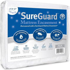 Full XL (9-12 in. Deep) SureGuard Mattress Encasement - 100% Waterproof, Bed Bug Proof, Hypoallergenic - Premium Zippered Six-Sided Cover - 10 Year