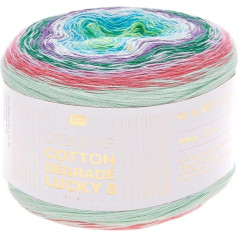 Rico Design Creative Cotton Dégradé Lucky 8, 200 g, 800 m, rozā-zaļa (7)