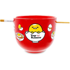 Sanrio Gudetama x Nissin Top Ramen makaronu bļoda un nūjiņu komplekts, 20 oz