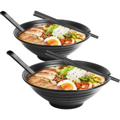 Ramen bļoda, 2 gabali 9 collu Ramen bļoda ar karoti un nūjiņām, neslīdoša japāņu bļoda, japāņu zupas bļoda salātiem, Pho, zupas bļodām, suši