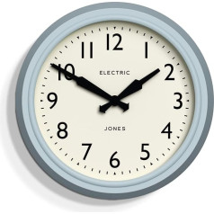 JONES CLOCKS® Telecom sienas pulkstenis Klasisks dizains modernās krāsās, kas lieliski piemērots virtuves, dzīvojamās istabas vai biroja pulksteņiem ar viegli salasāmiem cipariem (gaiši zils)