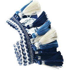 1 Yard Eiropas Tassel Edge Fringe Trim Embellishment for Clothing Curtain Decoration Amerikas Savienotās Valstis, zils un balts