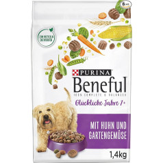 Benful Glückliche Jahre 7+ Senior Dry Dog Food with Chicken and Garden Vegetables Pack of 6 (6 x 1,4 kg)