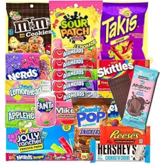 Mega American Candy Snack Box | 25 gabali ideāli piemēroti dāvanai | ASV imports | Box Full of Trendy Products | Dāvana dzimšanas dienai un jebkuram pasākumam | Dāvanu kaste