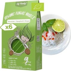 Elf-Family Organic Konjac nūdeles Ultra Low Carb Shirataki nūdeles Vegan bez lipekļa 270 g x 6 kastes (12 iepakojums), tūlītējas makaronu nūdeles bez ogļhidrātiem/Keto/Low Calories/Fat Free/Sugar Free (bez cukura)