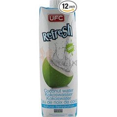 UFC Pure Coconut Water 100% tīrs kokosriekstu ūdens Taizeme 1 litrs kokosriekstu ūdens 12 gab. iepakojums