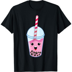 Kawaii Boba piena tēja Cute Strawberry Bubble Tea Lover Dāvanu T-krekls