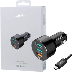 Auto lādētājs cc-t11 3xusb quick charge 3.0 | 7.8a | 42w + usb-c kabelis