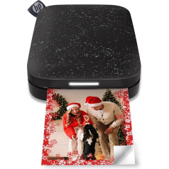 HP Sprocket 5,1 x 7,6 cm tūlītējais printeris viedtālruņiem, pārnēsājams, bezvadu krāsu printeris, Zink fotopapīrs ar līmējamu pamatni, saderīgs ar iOS un Android ierīcēm, izmantojot Bluetooth lietotni, melns