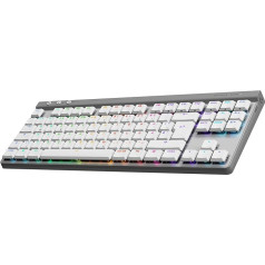 Logitech G G G515 LIGHTSPEED TKL bezvadu plakanā spēļu klaviatūra, LIGHTSYNC RGB, plāns profils, bez ciparu tastatūras, PBT taustiņu vāciņi, taktilie mehāniski slēdži, vācu QWERTZ izkārtojums - balta