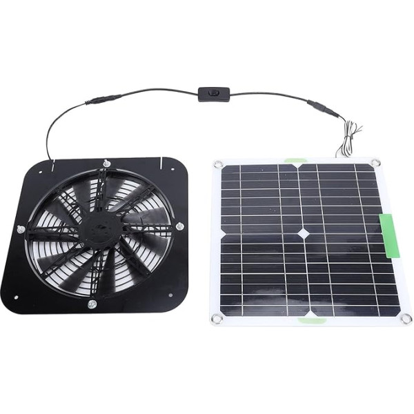 Fabater Solarbetriebener Abluftventilator, 100 W Solar-Abluftventilator-Kit, 13,5-Zoll-Solar-Ventilator, Solarbetriebener Ventilator für Gewächshaus, Hühnerstall, Schuppen, Haustierhaus,
