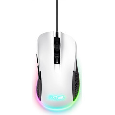 Trust Gaming GXT 922W Ybar Gaming Maus, 68% Recycelten Materialien, RGB LED-Beleuchtung, 6 Programmierbare Tasten, 200-7200 DPI, USB Kabel 2,1 m, PC Maus mit Software für Computer / Laptop - Weiß