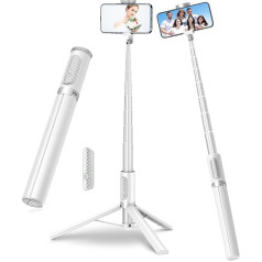 TONEOF 170 cm Selfie Stick Tripod, Extendable All-in-1 Mobile Phone Tripod Made of Aluminium with Wireless Remote Control and 10 Telescopic Rod, Rotatable Mobile Phone Holder, Tripod for