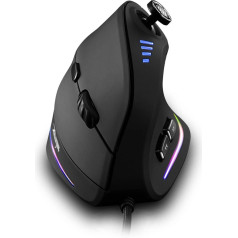 Zelotes 10000 DPI LED optiskā USB vadu vertikālā pele ar vadības joslu Gaming Mouse Black