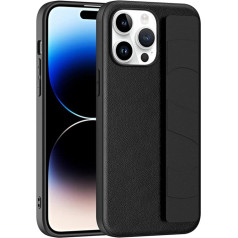 iPhone 14/14 Plus/14 Pro/14 Pro Max Case, Premium PU ādas Soft TPU Bumper Slim triecienizturīgs apvalks ar pilnu kameras aizsardzību 14 Black