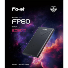 Fikwot FP80 ārējais SSD 1TB portatīvais SSD USB-C 3.2 Gen2, līdz 2050MB/s, portatīvais ārējais cietais disks SSD iPhone 15 (Pro), PS5/PS4 (Pro), Android, Xbox, Mac, PC