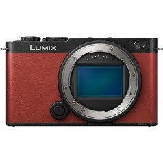 Panasonic Lumix DC-S9E-R Pilna kadra bezspoguļa kamera bez spoguļa, atvērti vārti, video blogošana 24,2 MP, 6K/4K, 779 punktu PDAF attēla stabilizācija, LUT, 180° elastīgs monitors, 5 GHz Wi-Fi, sarkana, kameras korpuss