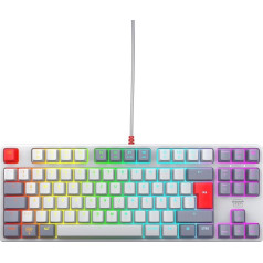 CHERRY XTRFY K4V2 TKL, laidinė žaidimų klaviatūra be skaičių klaviatūros, vokiškas išdėstymas (QWERTZ), RGB apšvietimas, mechaniniai MX2A RED jungikliai, retro