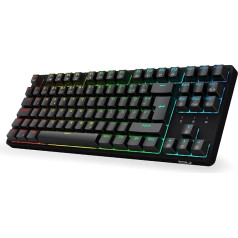 CIY X77 mehāniskā spēļu tastatūra, 88 taustiņi, QWERTZ izkārtojums, programmējams RGB, trīs regulējami augstumi, C tipa kabelis, karsti nomaināma tastatūra Win/Mac (melna + sarkans slēdzis)