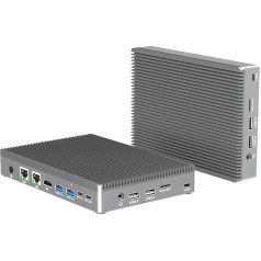 HEIGAOLAPC Ugunsmūris Micro Appliance, Mini PC bez ventilatora, 12th N100 (3.4 GHz) 16GB RAM 256GB eMMC, C tipa USB 3.2, Dual 2.5Gbe, Dual Display 4K 60Hz, WiFi BT 5.2, TF biznesam, mājai, birojam