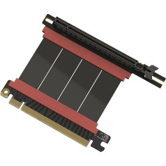 LINKUP - AVA5 PCIE 5.0 Riser kabelis | Nākotnes nodrošinājums 5. paaudzes GPU vertikālajam stiprinājumam | x16 128GB/s ātrums | PCIe 4.0 un WRX80/WRX90E saderīgs | Kreisais leņķis, melns, 5cm