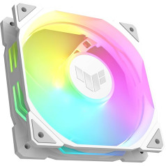 ASUS TUF Gaming TR120 ARGB Standard Blade White 3-in-1 korpuso ventiliatorius, 3 vnt. (120 mm PWM kompiuterio ventiliatorius, 2000 aps/min, 3,3 mm H2O, 77,4 CFM oro srautas, 16 individualiai adresuojamų RGB šviesos diodų, baltos spalvos)