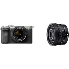 Sony Alpha 7C II bezspoguļa pilna kadra kamera ar SEL2860 un SEL40F25G (33 MP, reāllaika autofokuss, 10 BPS, 4K video, noliektais LCD skārienjūtīgais ekrāns) Sudraba/melna krāsā