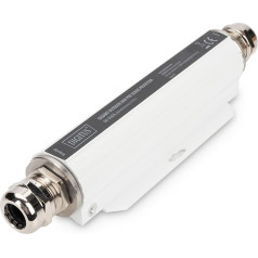 DIGITUS āra Power Over Ethernet aizsardzība pret pārspriegumu - 110W PoE budžets - PoE++ - Gigabit Ethernet - 10/100/1000 Mbits - RJ45 ligzdas - IP67 aizsardzības klase - Maksimālā pārsprieguma stiprība 10KV