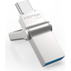 KOOTION USB zibatmiņas karte 256 GB Mini USB C zibatmiņas karte 3.0 OTG USB C atmiņas karte USB 3.0 zibatmiņas karte C tipa USB zibatmiņas karte USB-C atmiņas karte USB C mobilajam tālrunim Android, datoram, planšetdatoram, automašīnai, melna