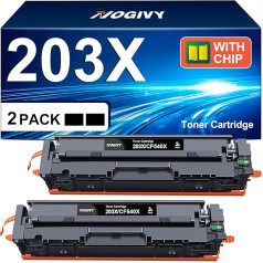 NOGIVY 203X CF540X melns toneris, kas ir saderīgs ar HP 203X 203A CF540X CF540A priekš Color Laserjet Pro MFP M281fdw M281fdw M281fdn M280nw M281cdw M254dw M254nw M254dn CF540X (melns, 2 gab.)