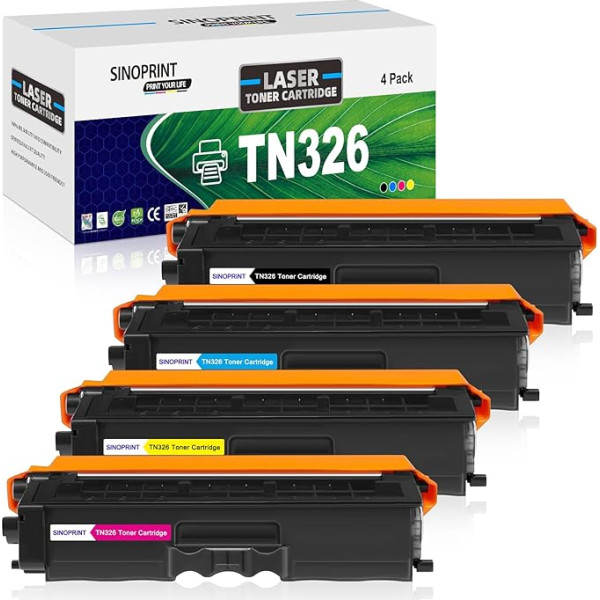 SINOPRINT TN326 Toneris saderīgs ar Brother TN-326 TN326BK TN-326C TN-326C TN-326M TN-326Y priekš Brother MFC-L8650CDW DCP-L8400CDN DCP-L8450CDW HL-L8250CDN HL-L8350CDWT HL-L8350CDW MFCW L850 C MFC-L8850CDW
