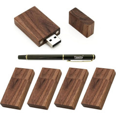 Yaxiny 5 iepakojuma taisnstūra riekstkoka koka 2.0/3.0 USB zibatmiņas diska USB diska atmiņas karte ar koka (2.0/128GB)