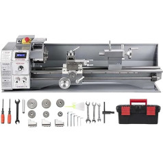 WESLNN Metāla Mini virpa 1100W Mini metāla virpa 220 x 600mm 38mm vārpsta 3 spīles turētājs Bezsukures motors LED mašīna Urbšanas vītņu griešana