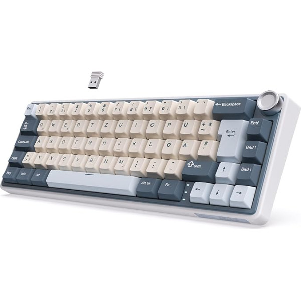 RK ROYAL KLUDGE R65 mehāniskā tastatūra Tir Mode Seal Cream Switch Dawn Blue