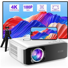 [Automātiskā fokusēšana/trapezoidālā korekcija] Projektors ar 4K atbalstu, XuanPad Native 1080P 6G WiFi Bluetooth projektors, 28000L āra/iekšzemes kino video projektors ar statīvu iOS/Andriod/TV stick ierīcēm