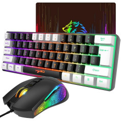 XINMENG Wired Gaming Keyboard & Mouse Combo, ar 61 taustiņu RGB backlit spēļu tastatūru, peles paliktni, 7 krāsu elpojošo gaismu spēļu pele, 3600 DPI, Panda Series Color, PS4 Windows PC Mac Laptop