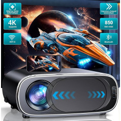 [AI automātiskā fokusēšana + automašīnas objektīva pārsegs] 4K video projektors WiFi Bluetooth Fwiull 1080P Full HD auto projektors 4P/6D Keystone 50%-100% tālummaiņa 28000L 850ANSI portatīvais projektors priekš