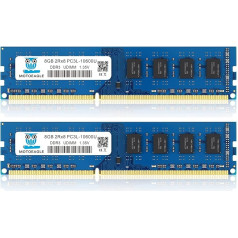 PC3L 10600U DDR3L 1333MHz 16GB komplekts (2x8GB) UDIMM RAM CL9 1.35V 240pin Non-ECC Unbuffered 2RX8 Dual Rank Desktop Memory Module