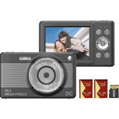 Andoer 1080P digitālā fotokamera videokamera 56MP 2,88 collu IPS ekrāns 8X digitālā tālummaiņa AF automātiskā fokusēšana pret satricinājumiem ar 32GB atmiņas karti 2 baterijas bērniem