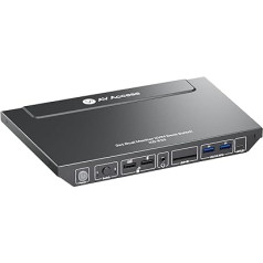 AV Access Docking Station with KVM Switch for Laptop & Desktop, 100W Charging, 4K @ 60Hz Dual Monitor HDMI, 3 x USB 3.0, USB-C, 1G Ethernet, EDID Support, SD, 3.5 mm AUX Audio, Fast Switch 2 Computer