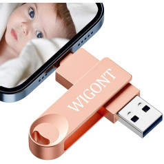 WIGONT USB zibatmiņas karte 128 GB, USB zibatmiņas karte iPhone, lai uzglabātu vairāk fotoattēlu un videoklipu, iPhone pildspalva, kas pilnībā izgatavota no metāla, kā dāvana. iPhone USB zibatmiņas karte saderīga ar 1OS portu, C tipa portu.